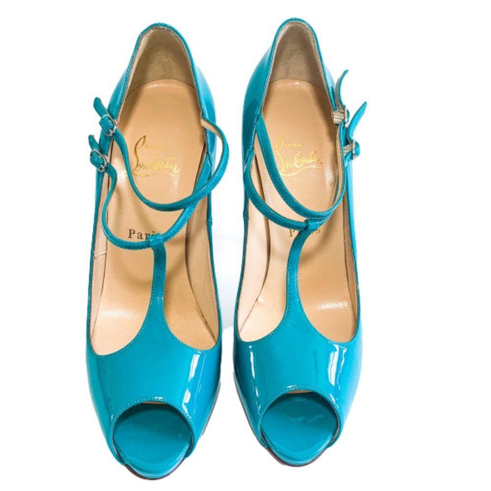 Christian Louboutin Patent Peep-Toe Heels